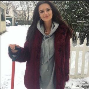 LPA Revolve Faux Fur Coat 84 in Blood Red